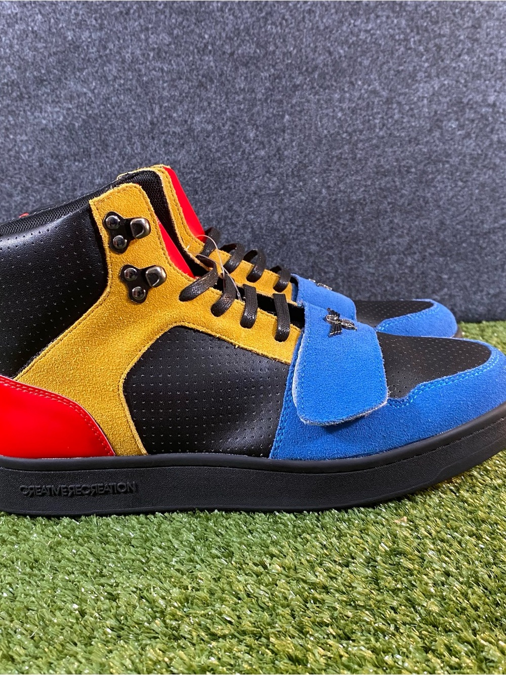 Creative Recreation Cesario Lux Shoes Men's Size 9 High Top Black Blue Gold Red